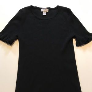 Black sleeved Blouse with Flared Cuff Detail